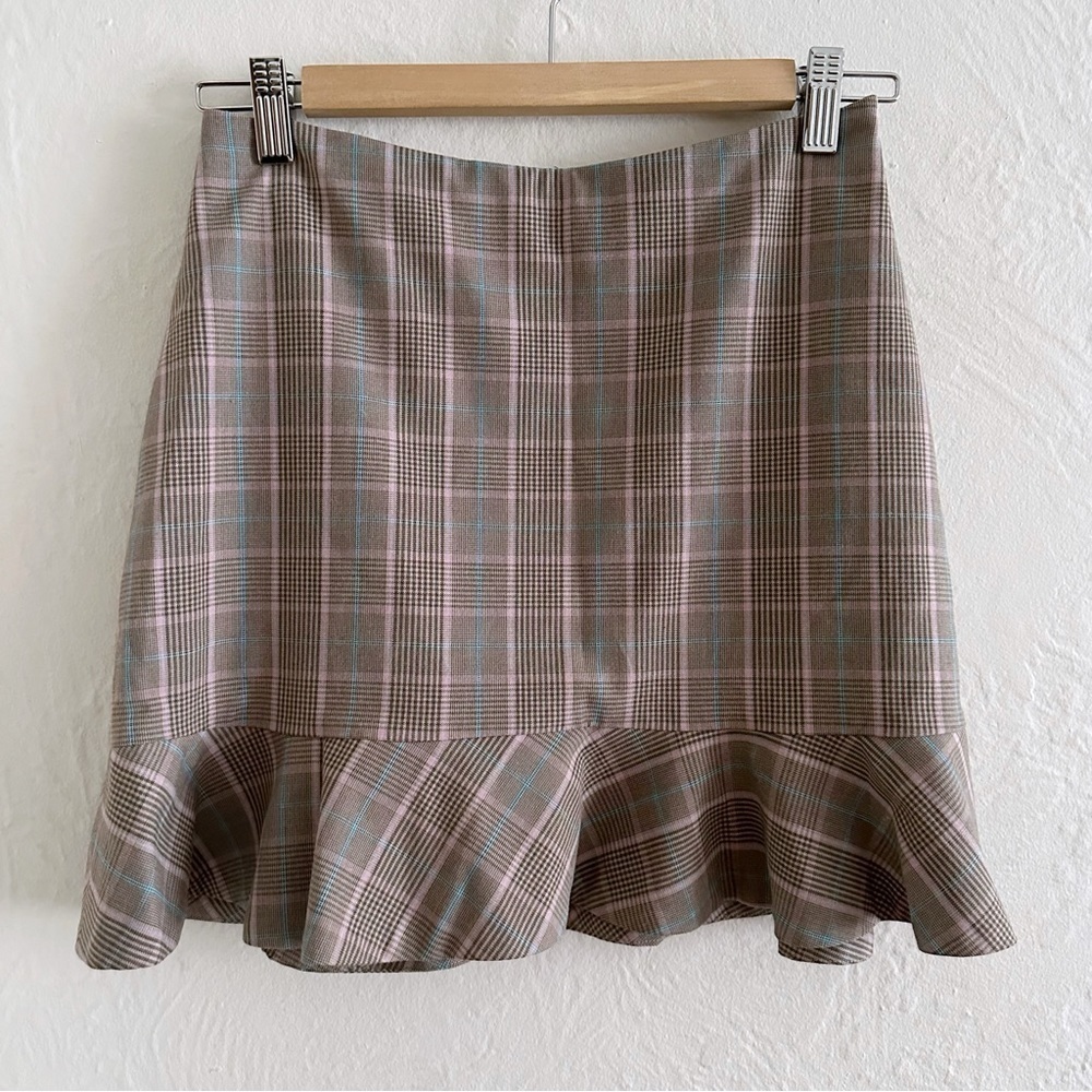 Aritzia Sunday Best Astala Plaid Peplum Mini Skirt Size 4